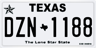 TX license plate DZN1188