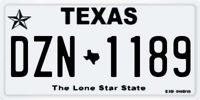 TX license plate DZN1189