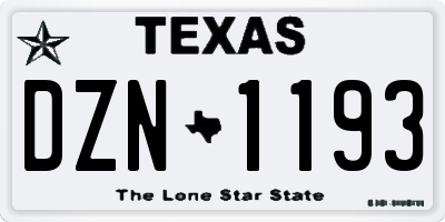 TX license plate DZN1193
