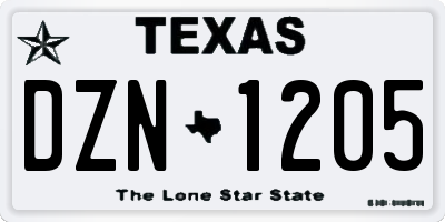 TX license plate DZN1205