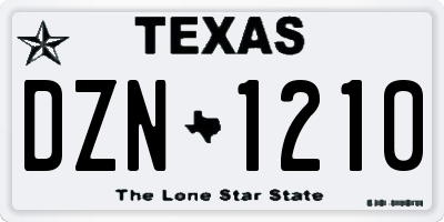 TX license plate DZN1210