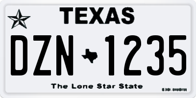 TX license plate DZN1235