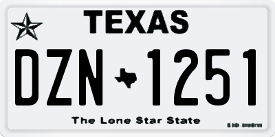TX license plate DZN1251