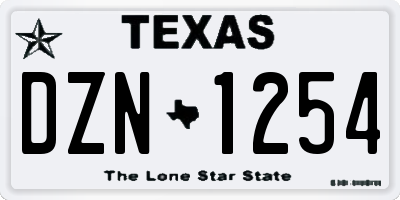 TX license plate DZN1254