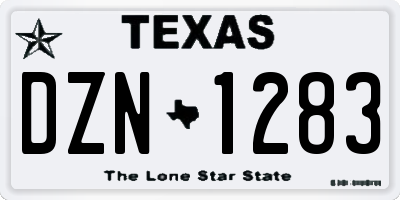 TX license plate DZN1283