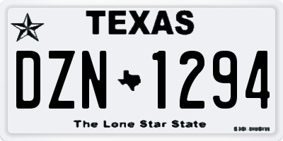 TX license plate DZN1294