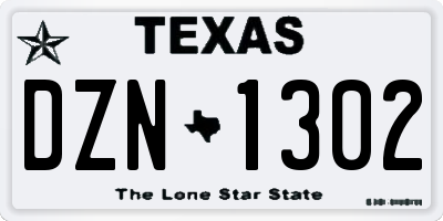 TX license plate DZN1302