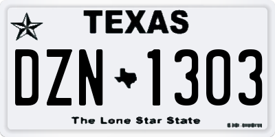 TX license plate DZN1303