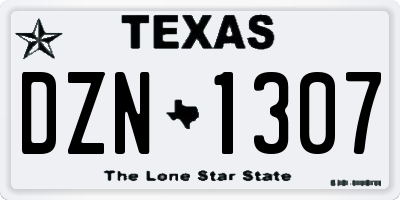 TX license plate DZN1307