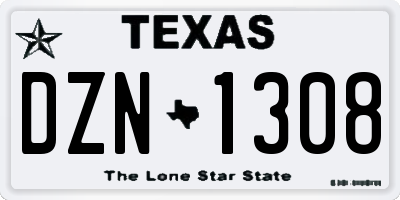 TX license plate DZN1308