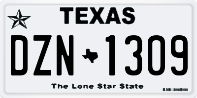 TX license plate DZN1309
