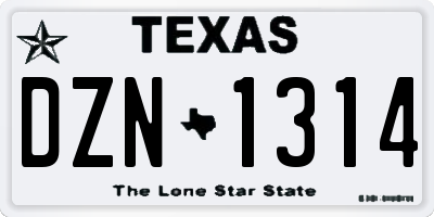 TX license plate DZN1314