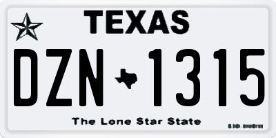 TX license plate DZN1315