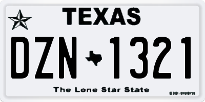 TX license plate DZN1321