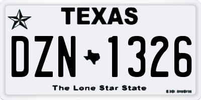 TX license plate DZN1326