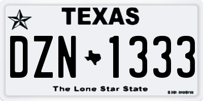 TX license plate DZN1333