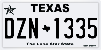 TX license plate DZN1335