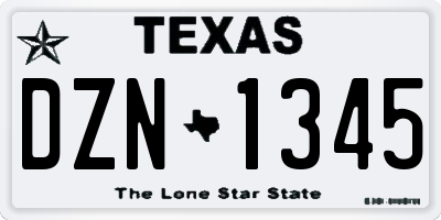 TX license plate DZN1345
