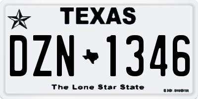 TX license plate DZN1346