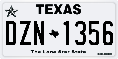 TX license plate DZN1356