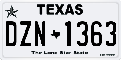 TX license plate DZN1363