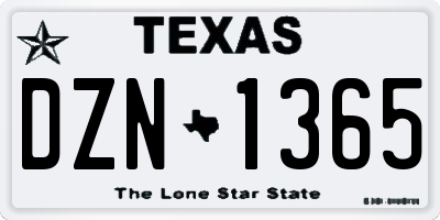 TX license plate DZN1365