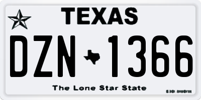 TX license plate DZN1366