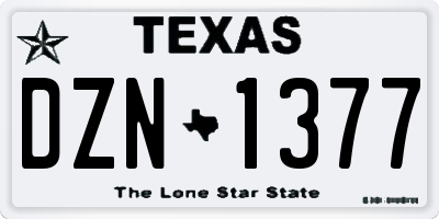 TX license plate DZN1377