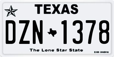 TX license plate DZN1378
