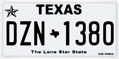 TX license plate DZN1380