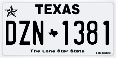 TX license plate DZN1381