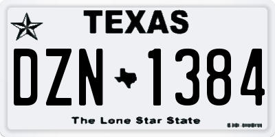 TX license plate DZN1384