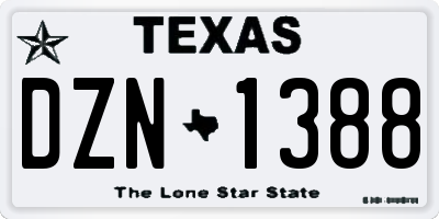 TX license plate DZN1388
