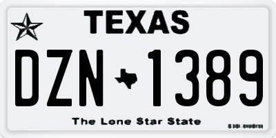 TX license plate DZN1389