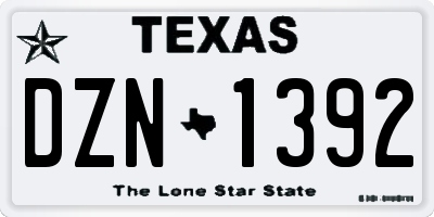 TX license plate DZN1392