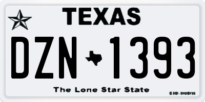 TX license plate DZN1393