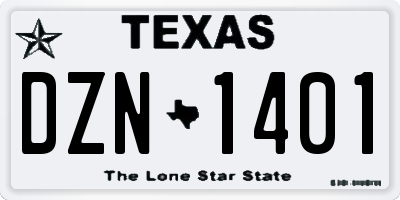TX license plate DZN1401