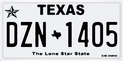 TX license plate DZN1405