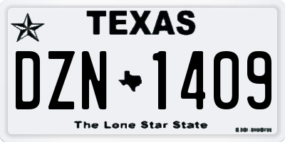 TX license plate DZN1409