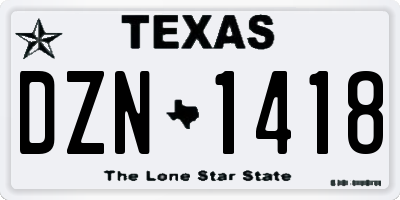 TX license plate DZN1418