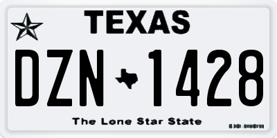TX license plate DZN1428