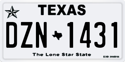 TX license plate DZN1431