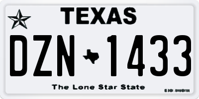 TX license plate DZN1433