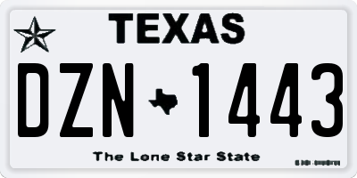 TX license plate DZN1443