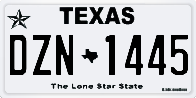 TX license plate DZN1445