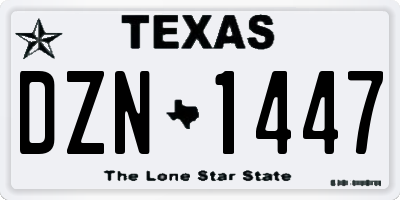 TX license plate DZN1447