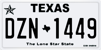 TX license plate DZN1449