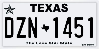TX license plate DZN1451