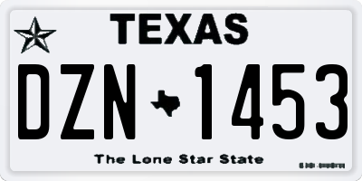 TX license plate DZN1453