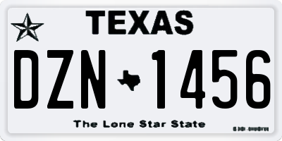 TX license plate DZN1456